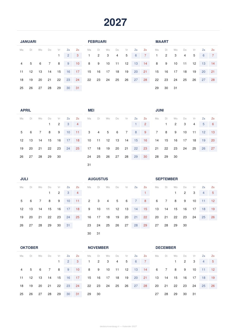 Preview kalender 2027